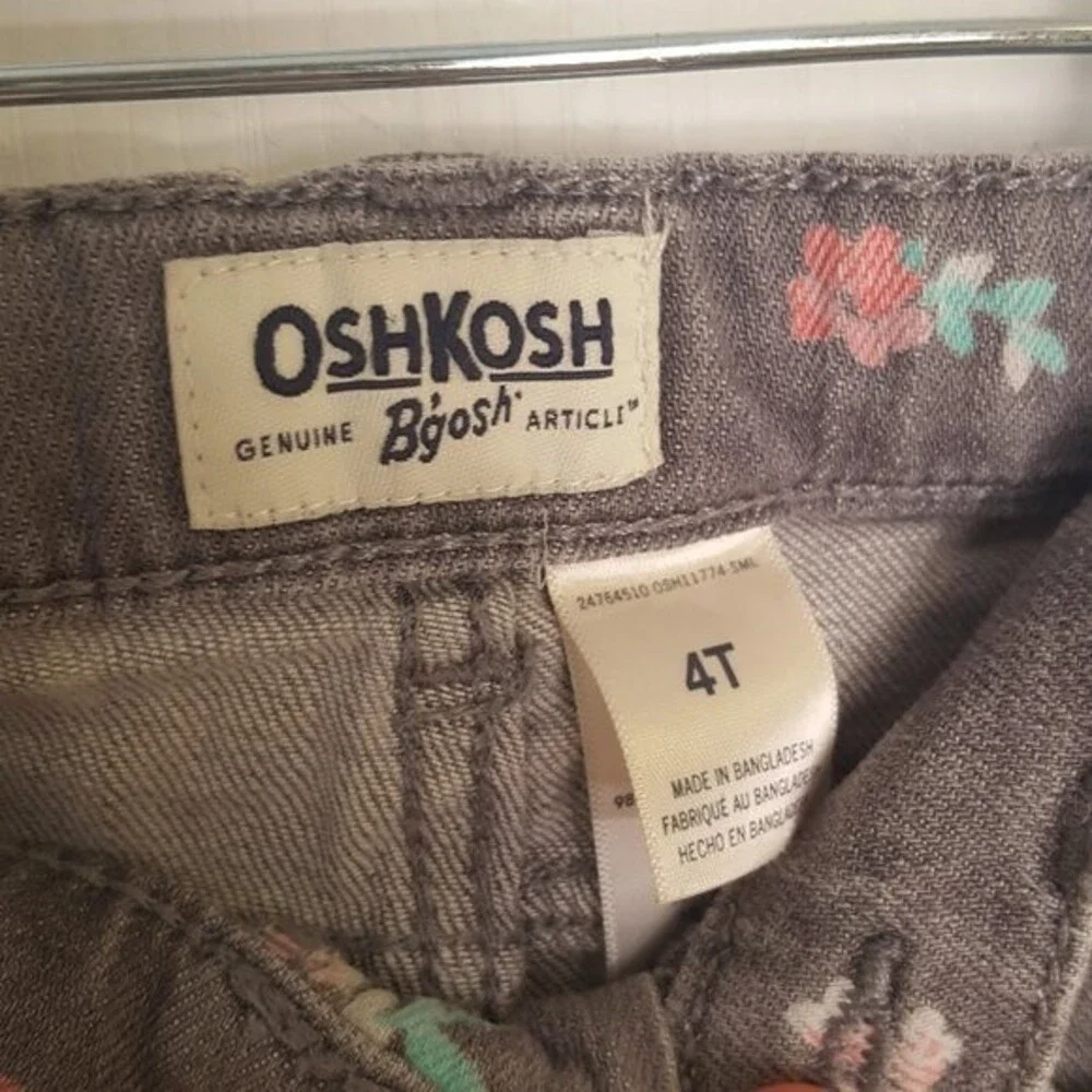 Oshkosh Gray Floral Stretch Denim Jeans